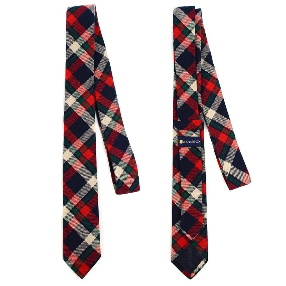 Men's Plaid Flannel 2.25" Cotton Slim Neck Tie - Picture 3 of 5